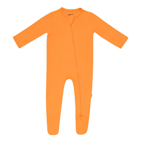 KYTE BABY Zippered Footie in Tangerine