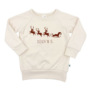 BABY/KID'S/YOUTH BAMBOO/COTTON FLEECE-LINED 'SLEIGH N' IT' PULLOVER CREAM| C