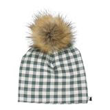 Little and Lively BABY/KID'S POM POM BEANIE | EUCALYPTUS GINGHAM