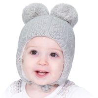 Jan & Jul Grey Bear – children’s knitted beanies, cute winter hats