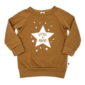 Little and Lively BABY/KID'S BAMBOO/COTTON 'LITTLE & BRAVE' PULLOVER | UMBER