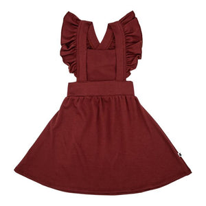 KID'S RUFFLE PINAFORE | CRANBERRY