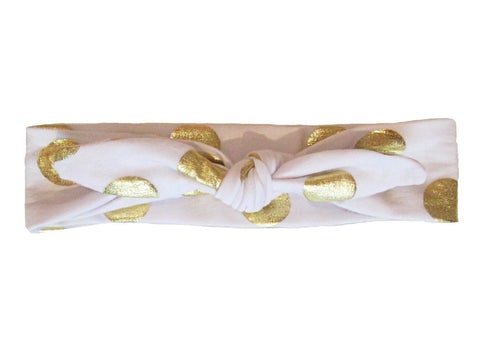 Top Knot Headband white/gold Polka Dot 3m+